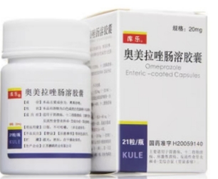 奥美拉唑肠溶胶囊（库乐）   20mg*21粒/瓶